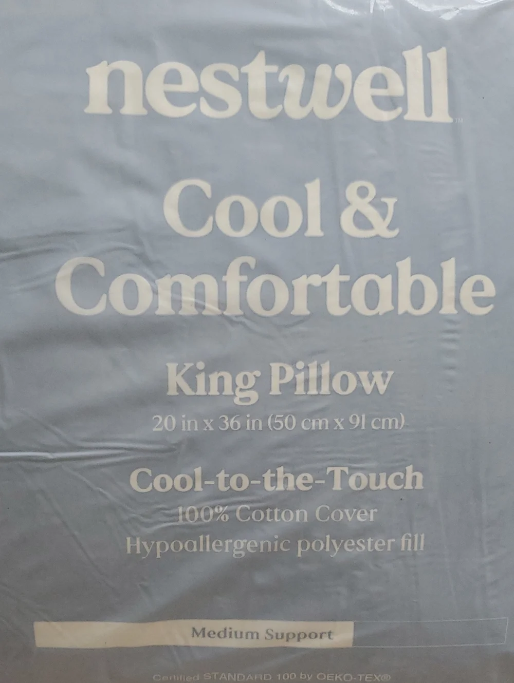 New Nestwell Cool & Comfortable King Medium Support Pillow - White